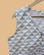 White Printed Cotton Waistcoat