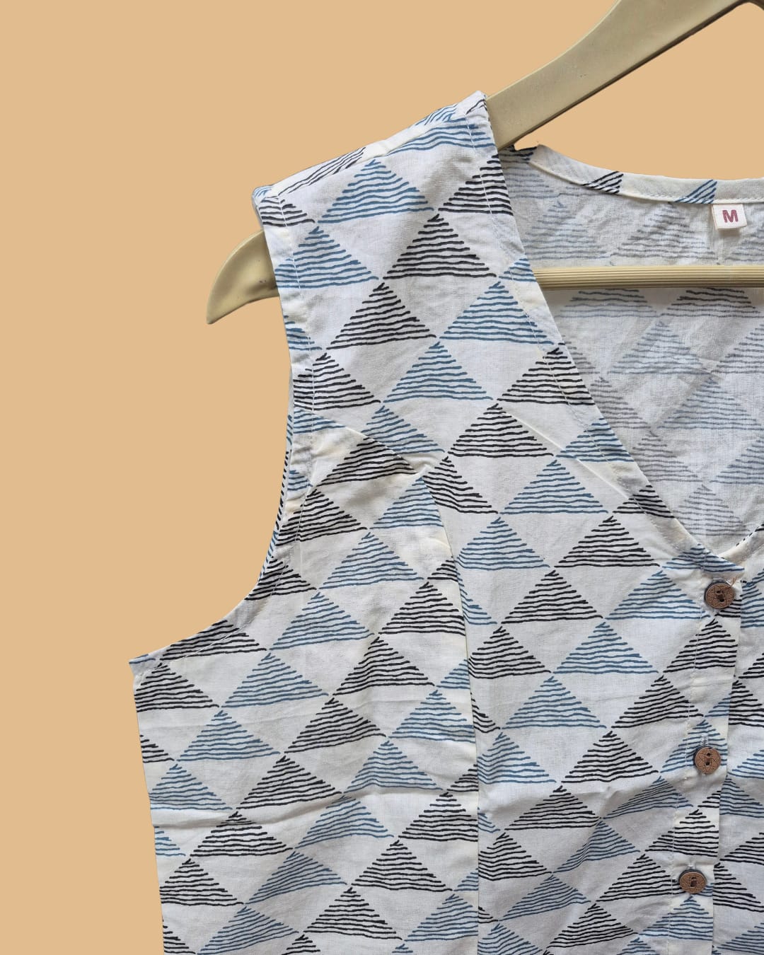 White Printed Cotton Waistcoat