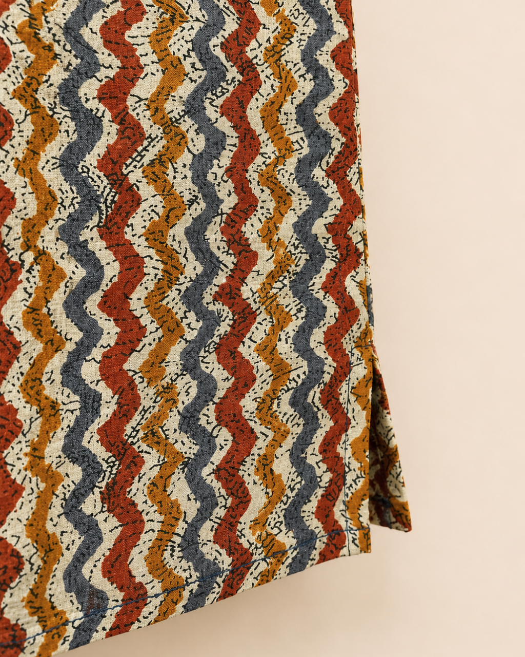 Red Chevron Print Cut Sleeve Cotton Top