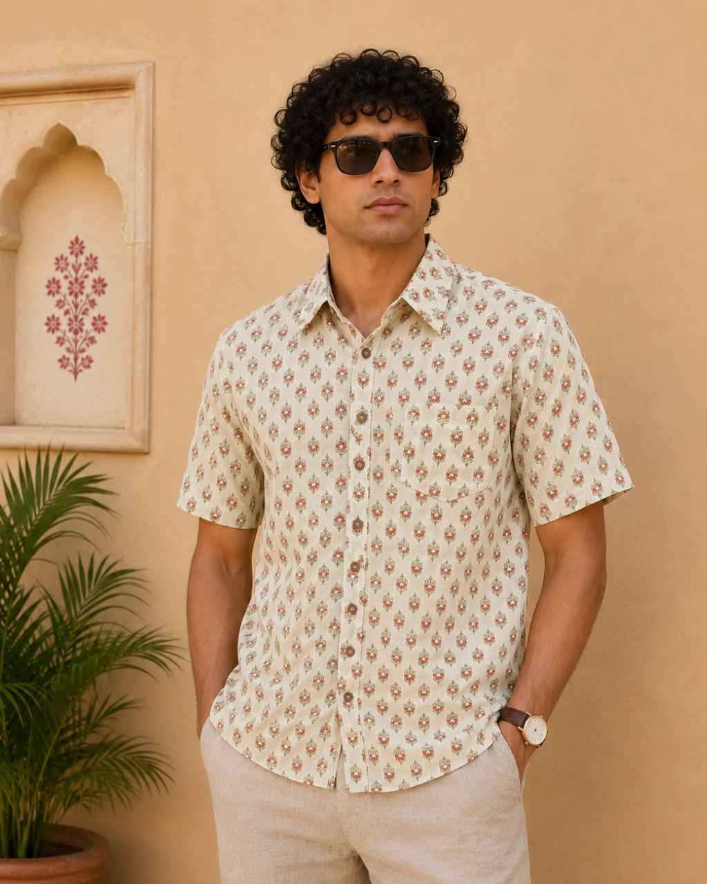 Floral Printed Cotton Men's Shirt